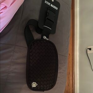 Steve Madden Black Woven Fanny pack